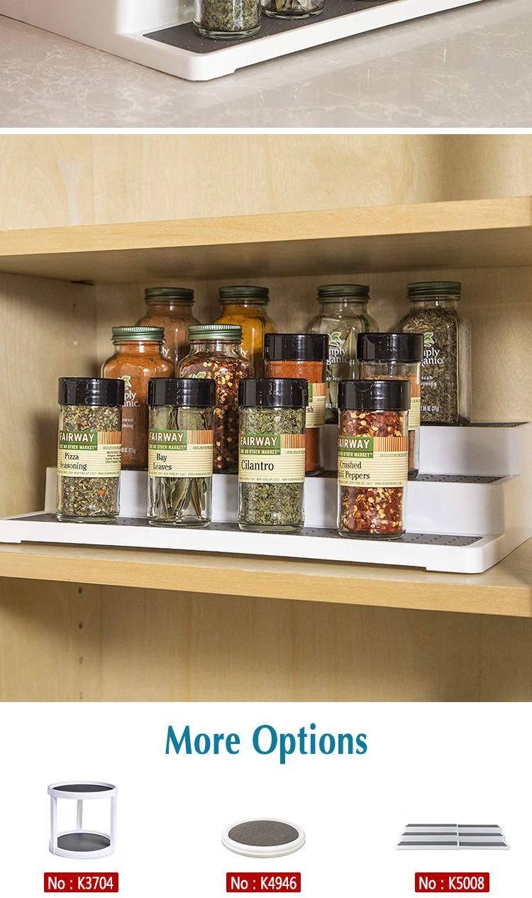 Non Slip Spice Shelf Organizer Cabinet Holder Household Kitchen Storage 3 Tier Rack