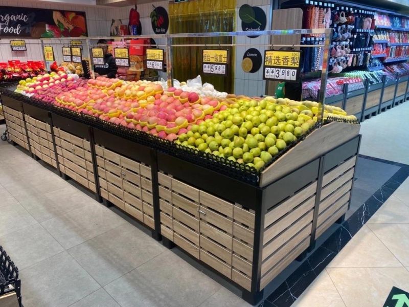 Supermarket Vegetable and Fruit Rack with Spray System