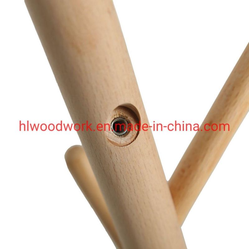 Triangle Wooden Base Stand Coat Rack Beech Wood Natural Color Stand Hanger Entrance Hall Coat Rack