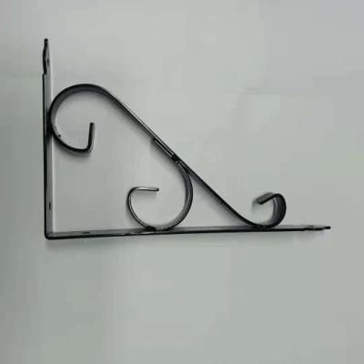 Factory Wholesales Black Powder Coated Steel Decorative Shelf Brackets