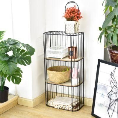 Rectangle Modern Style Luxury Book Shelf Rack with Metal Frame in Living Room