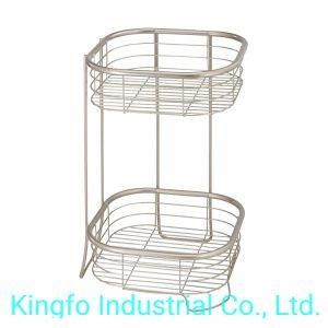 2 Tier Metal Bathroom Wire Organizer Shelf Shower Floor Stand Rack- Shower Rack Kfs60098