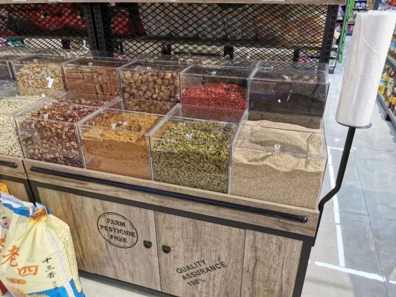 Supermarket Hypermarket Island Type Can Be Easily Self Applied for Combined Rice Grain Grocery Dry Goods Candy Display and Storage Rack, and The Manufacture