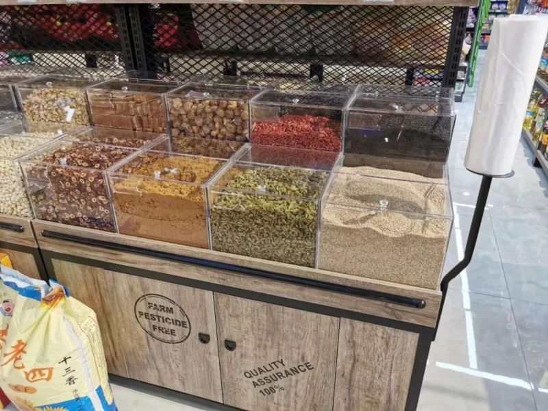 Supermarket Hypermarket Island Type Can Be Easily Self Applied for Combined Rice Grain Grocery Dry Goods Candy Display and Storage Rack, and The Manufacture