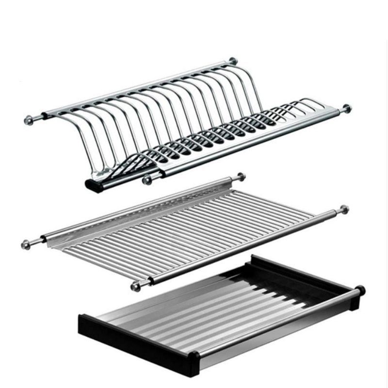 Wall Mount Unit Cabinet Hanging Stainless Steel Wire Tray Organizer Kitchenware Plate Storage Shelf Holder Kitchen Cabinet Accessory Cupboard Drainer Dish Rack