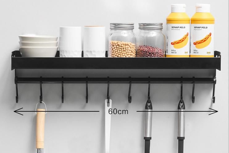 Hot-Selling Aluminum Kitchen Storage Rack with Removable Hook