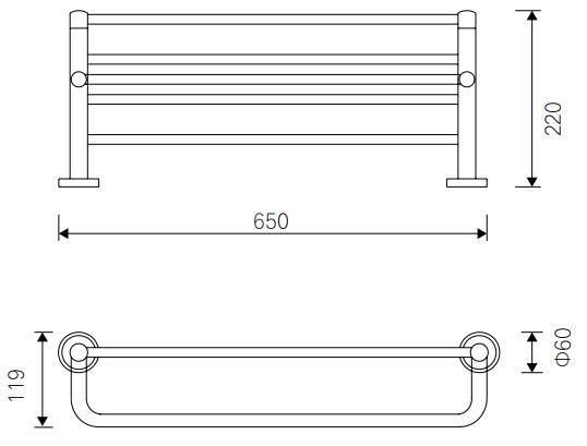 Bathroom Accessories Stainless Steel AC51A-662 Towel Rack with Bar