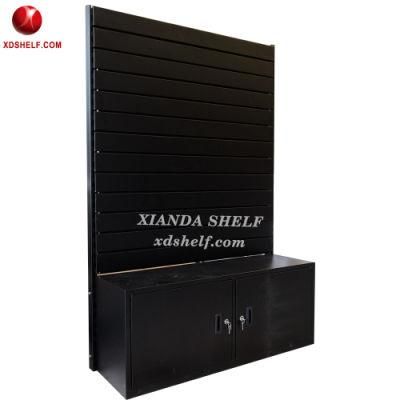 Trailer Slatwall Shelving with Lockable Metal Storage Cabinet Drawer