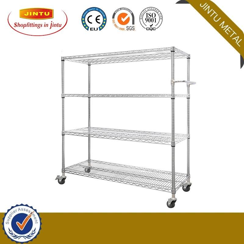  4 Tiers #304 Stainless Steel Display Wire Shelving Unit Rack
