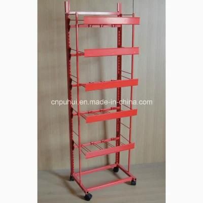 Rolling 5 Layer Adjustable Shelf Pet Foods Display Merchandise Rack (PHY341)