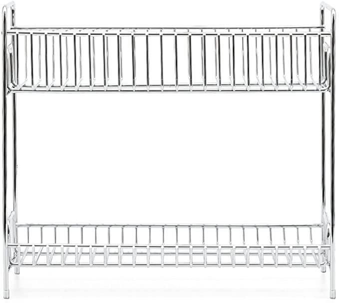 2-Tier Standing Spice Seasoning Rack, Jars Bottles Cans Storage Organizer Holder Shelf for Kitchen Pantry Bathroom Countertop - Chrome