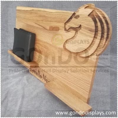 3-Shelves Red Oak Solid Wood Display Holder for Wallets-Large