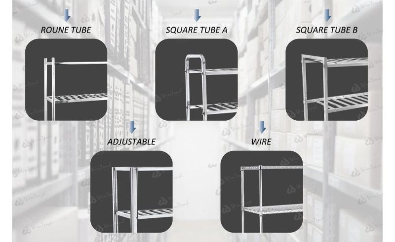 Hotel Kitchen Equipment 4 Tiers Wire Shelving Storage Rack