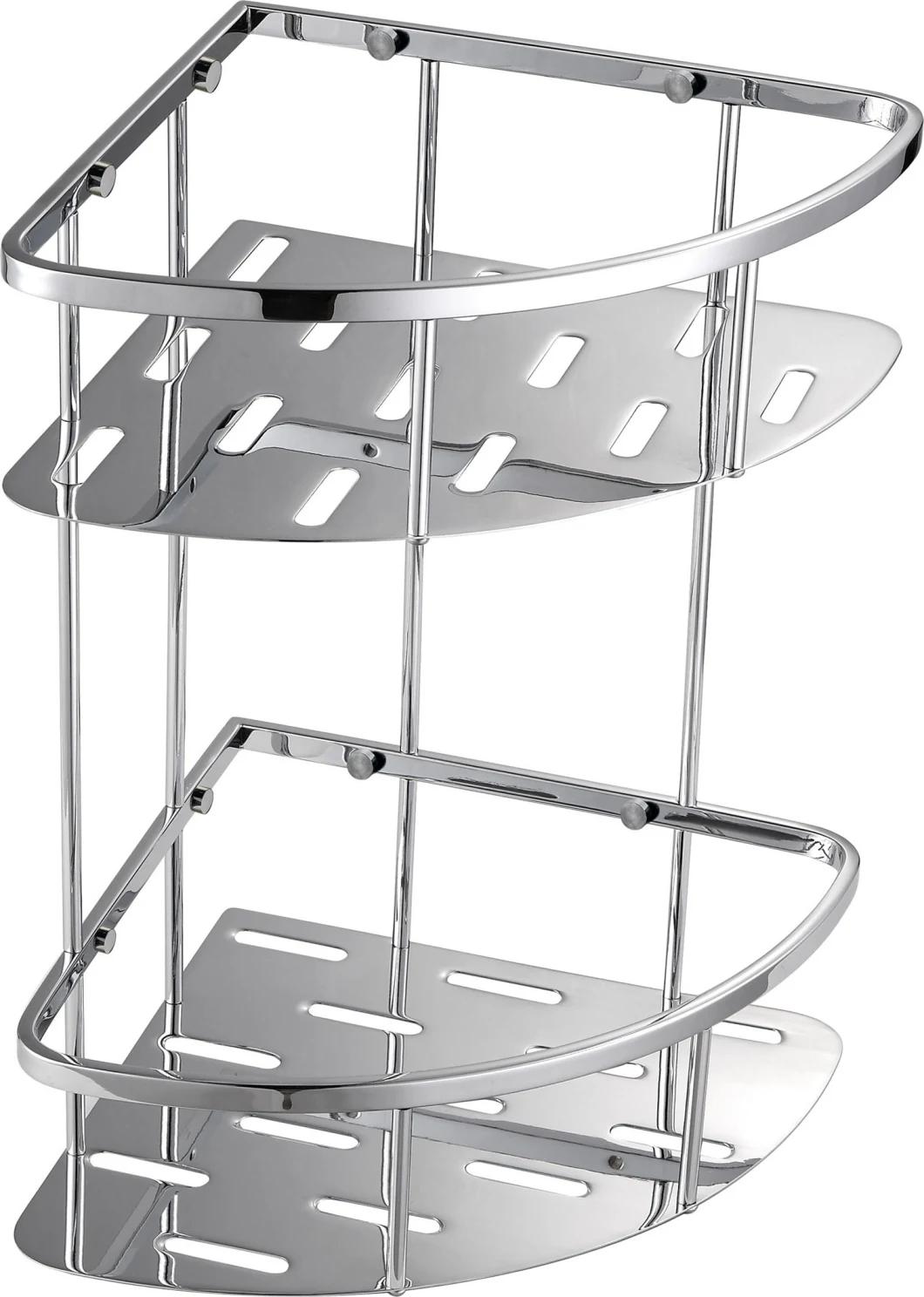 Double Layer Shower Basket Stainless Steel Bathroom Corner Rack