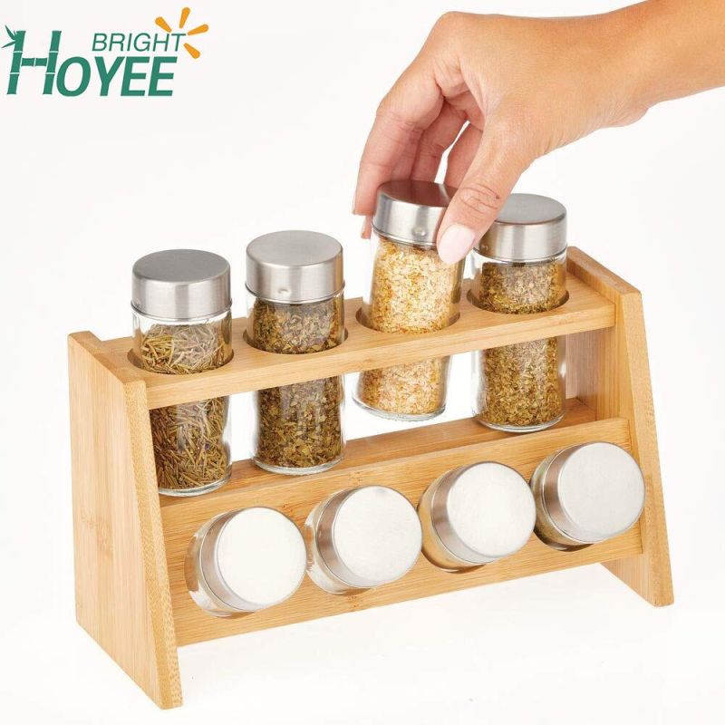 Bamboo Kitchen Cabinet, Pantry, Shelf Organizer Spice Rack - 2 Level Storage