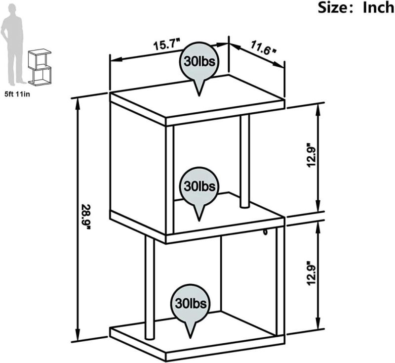 Modern Storage Rack with Metal Frame Small Bookshelf for Living Room Bedroom Office, OA