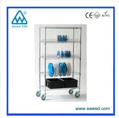 ESD PCD Wire Storage Rack Shelf with Wheels Metal Chrome Wire Shelving