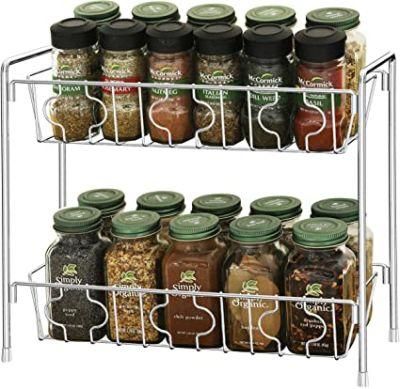 Simplehouseware 2-Tier Spice Rack Kitchen Organizer Countertop Shelf, Chrome