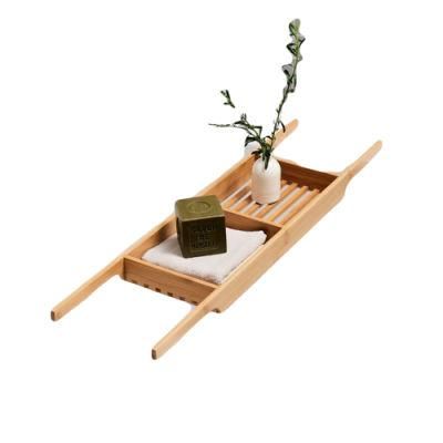 Bamboo Bathtub Rack Tray Retractable Tub Rack Tablet PC Stand Mobile Phone Wooden Tray Bathroom Rack