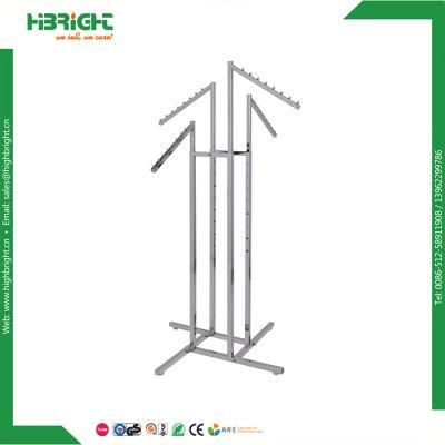 Four Way Movable Cloting Garment Display Rack with Straight Arm