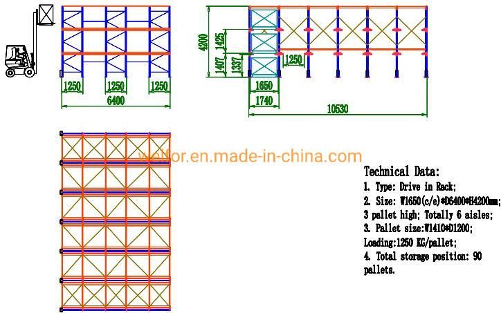 Push Back Drive in Rack Mobile Racking System for Rack Shelf Shelves