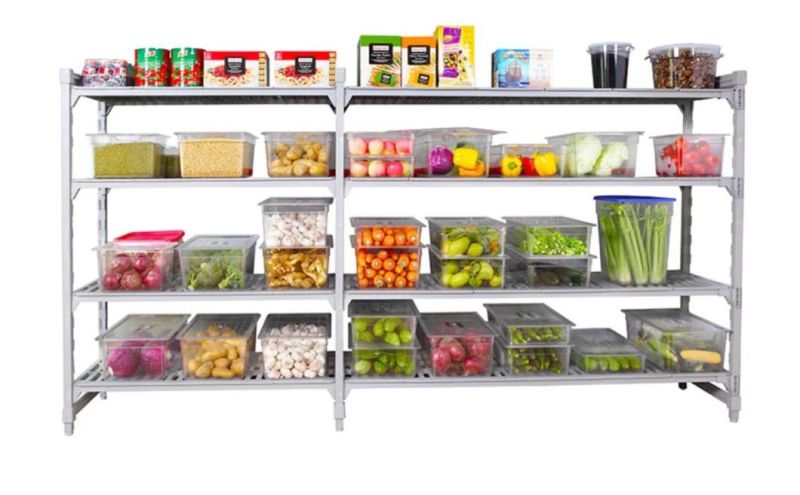 High Capacity Vented Plastic Supermarket Shelves Multi-Functional Plastic Rack
