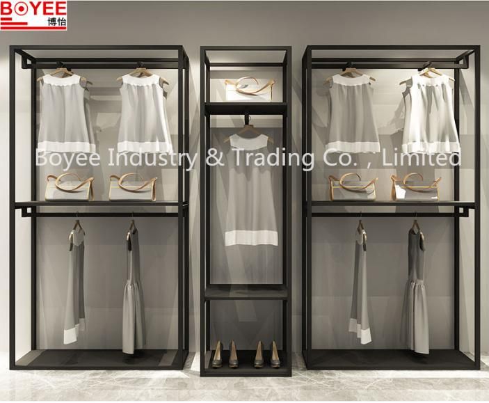 Single Rail Commercial Grade Stainless Steel and Square Pipe Clothing Rack