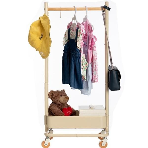 Kid Closet Clothing Garment Rack with Wheels and Shelf