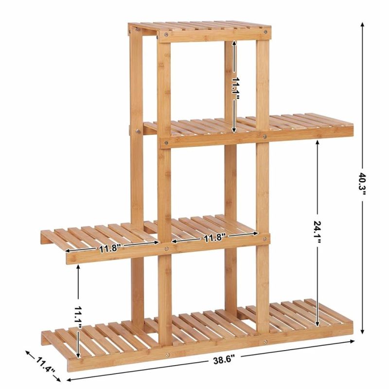 Popular 4 Tier Bamboo Bathroom Rack Bamboo Rack for Living Room Balcony Greenhouse Natural