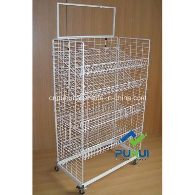 Multi Layers Adjustable Steel Wire Shelf Home Textiles Products Display Rack (PHY306)