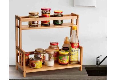 Natural Bamboo Spice Rack, Freestanding Kitchen Cutlery Storage Organizer Holder Shelf Spice Racks