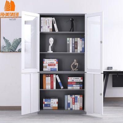 Metal Bookcase with 4 Sliding Doors Steel File Cabinets