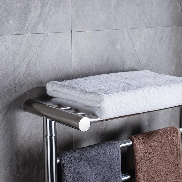 Kaiiy 304 Stainless Steel Electric Towel Rack Intelligent Temperature Control Wall Mount Warmer Heated Towel Rack with Shelf