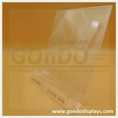Indoor Acrylic Menu Rack with Please Leave One &amp; Please Take One Printed in Gold
