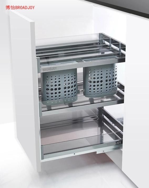 Home Kitchen Cabinet Accessory Base Unit Storage Pull out Basket Organizing Storage Basket Sauces Seasoning Storage Stainless Steel Basket Rack