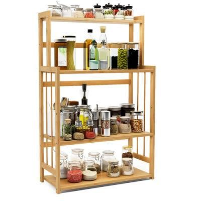 Bamboo Large 4tier Spice and Seasoning Bottle Storage Rack and Shelf