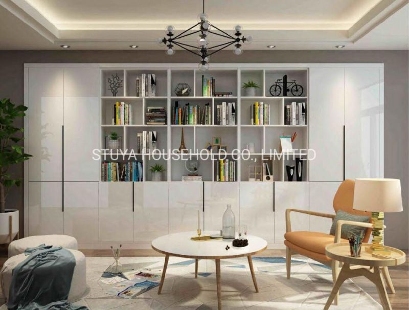 Modern Furniture Simple Design Foshan Customize Plywood Bookshelf Cabinet Bookcase