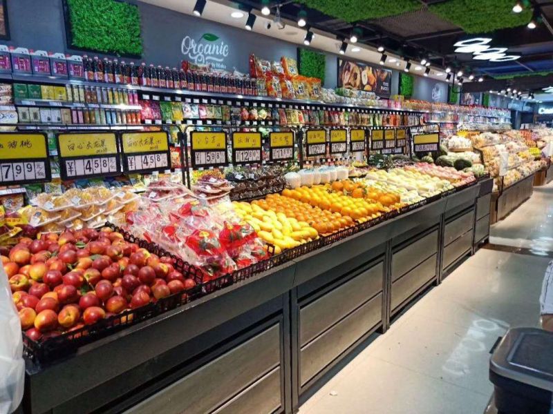 Supermarket Vegetable and Fruit Rack with Spray System