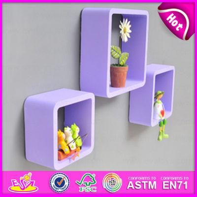 2015 Best Colourful Cube Wall Shelf, MDF Round Cube Wall Shelf Purple, 3 Sets Round Corner Cube Wood Storage Wall Shelf W08c104e