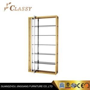 Metal Golden Stainless Steel Frame Book Shelf Rack for Living Room Interior Decor