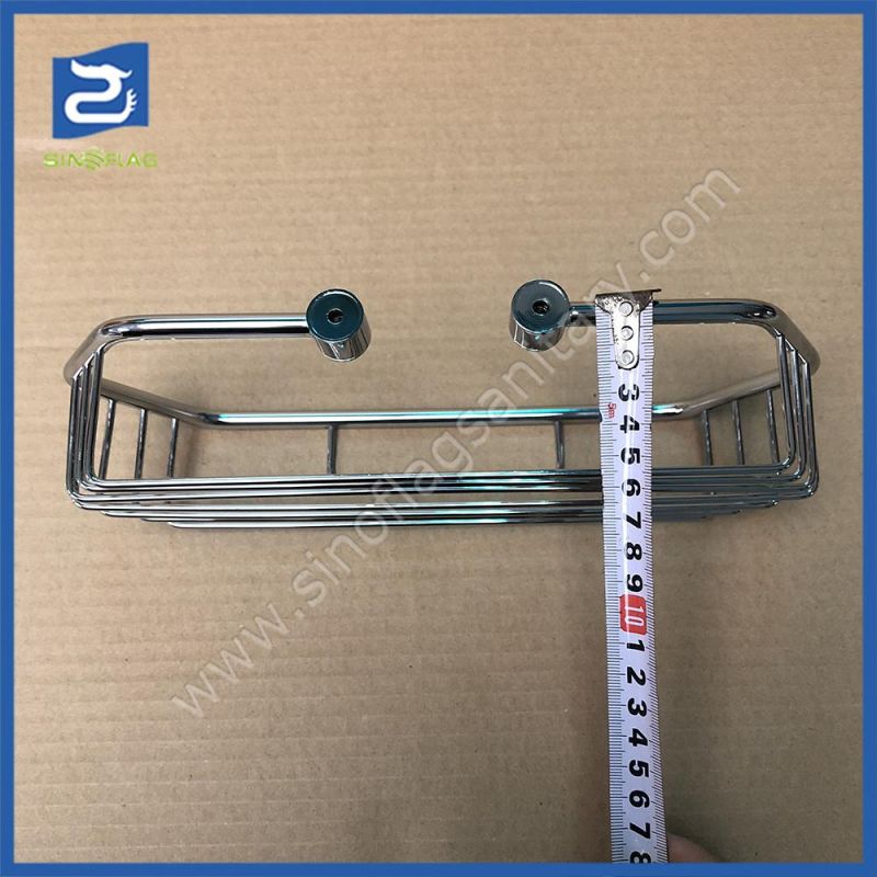 Rustproof Stainless Steel Bathroom Storage Square Basket Single Bathroom Shelf