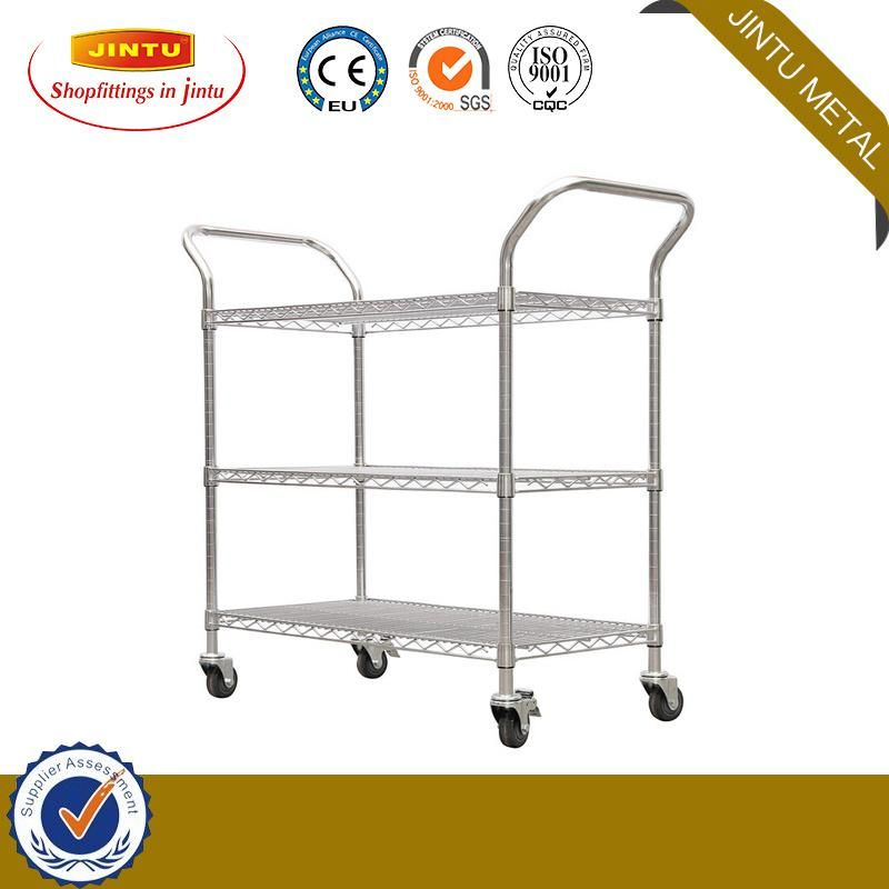 Adjustable Bedroom Storage Shelving Unit 3-Tier Stainless Steel Wire Shelving 3 Tiers Light Duty Shelving Rack