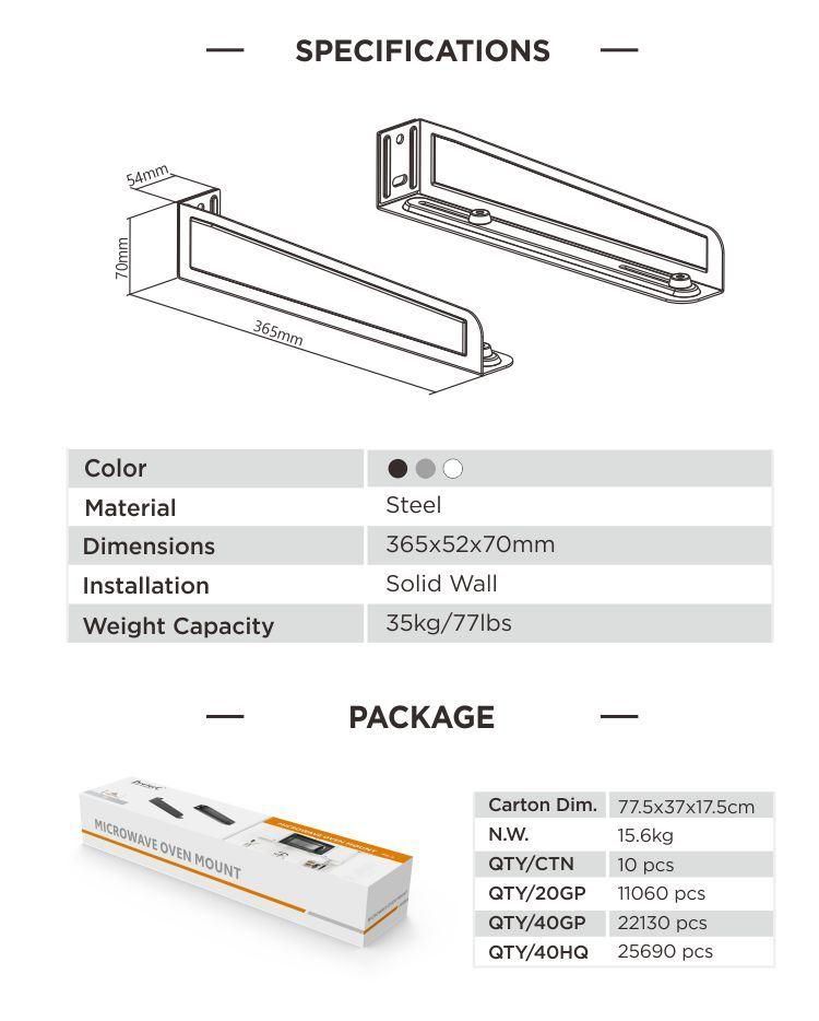 Heavy-Duty Microwave Oven Shelf Bracket, Microwave Oven Mount