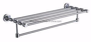 304 Stainless Steel Bathroom Accessory Hotel Accessory Easy Install Towel Layer Shelf Towel Shelf with Bar Towel Rack
