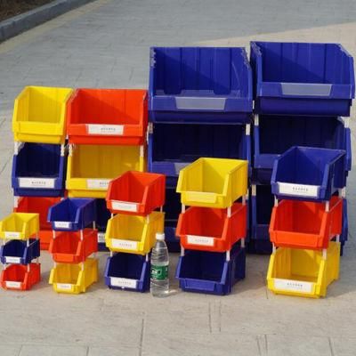 Plastic Container Durable Stackable 100% New Plastic Crates Bins for Garage Tool on Storage Shelving