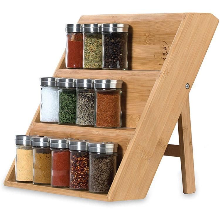 Natural Wooden Bamboo Kitchenware Display Storage Rack