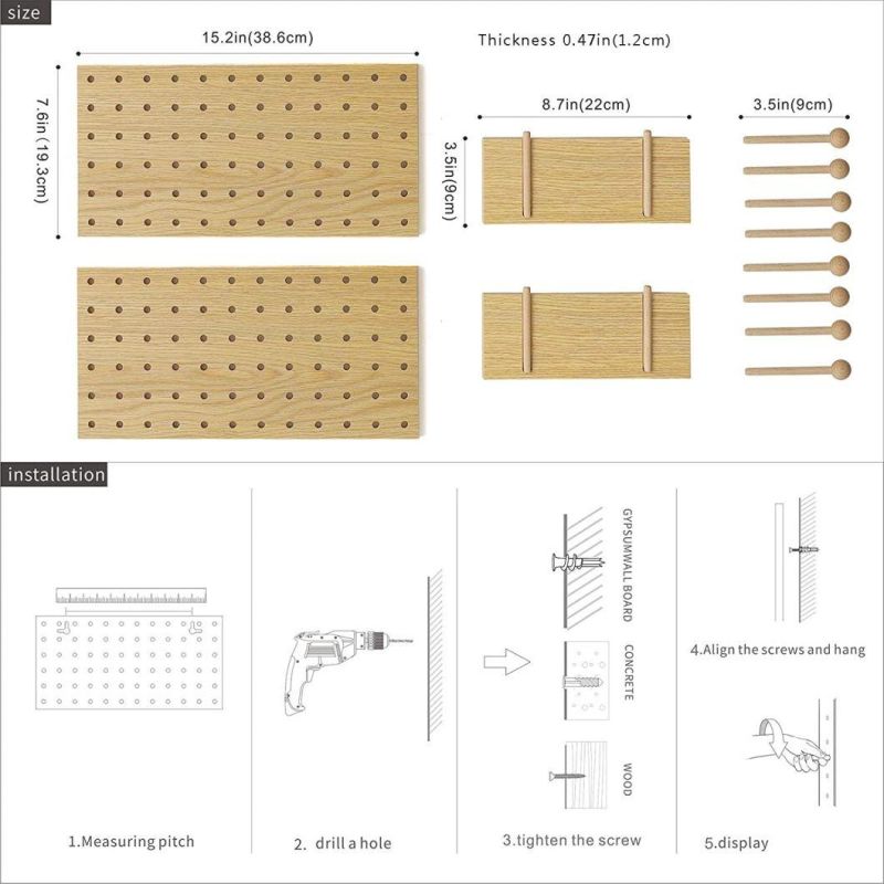 Perforated Board Wooden Wall Hanging Rack Manufacturer Supply Living Room Bedroom Partition Background Wall Decoration Rack Pegboard