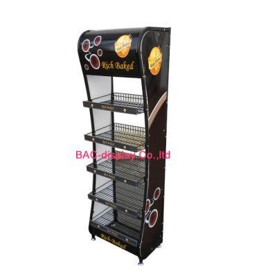 High Quality Black Paiting Metal Shelves Bread Food Display Rack