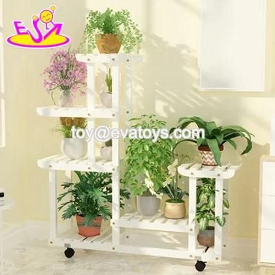 Best Design Wooden Flower Display Shelf with Wheels W08h119c