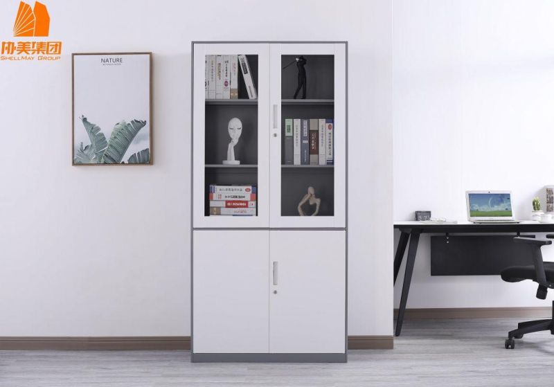Metal Bookcase with 4 Sliding Doors Steel File Cabinets